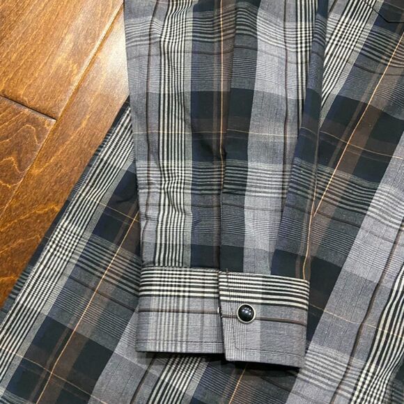 Panhandle Slim Snap Button Plaid Black Grey Shirt Cotton Boy's Size Extra Large - Picture 5 of 9